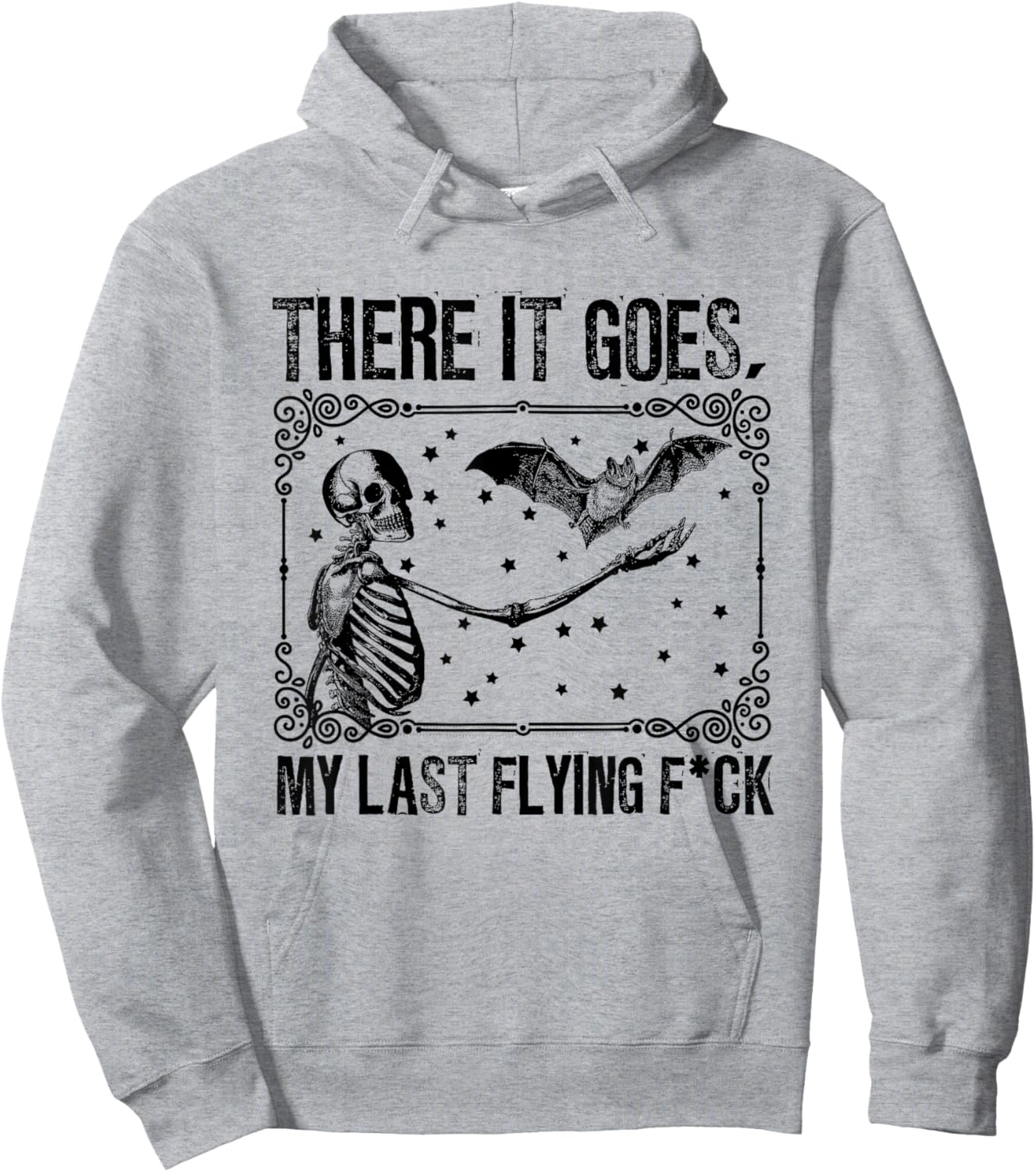 Classic Skeleton with Bat There It Goes My Last Flying F-ck Hoodie - Hoodie | Ash