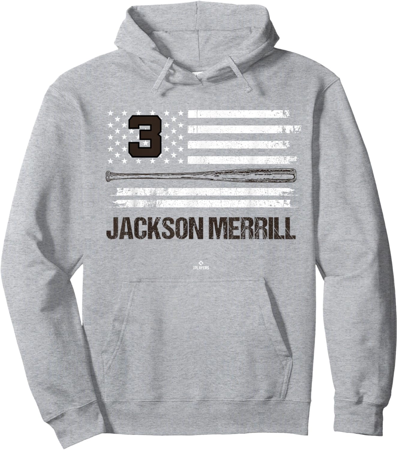 USA Flag Bat Jackson Merrill San Diego Baseball MLBPA Hoodie - Hoodie | Ash