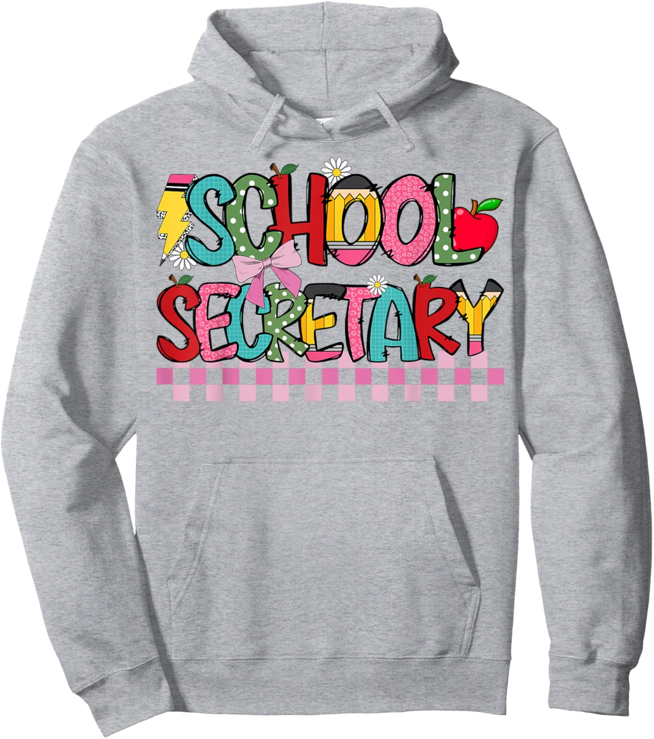 School Secretary Coquette Bow Pencil Cute School Secretary Hoodie - Hoodie | Ash