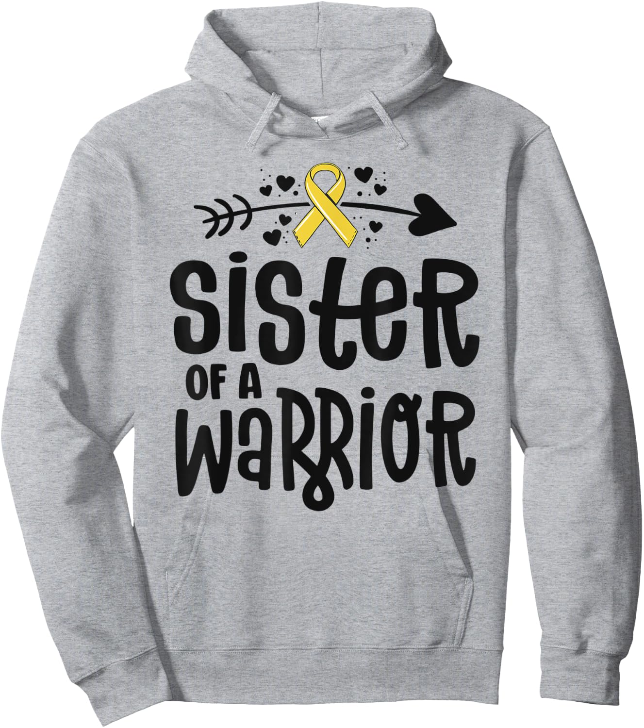 Sister Of A Warrior Gift Family Childhood Cancer Awareness Hoodie - Hoodie | Ash