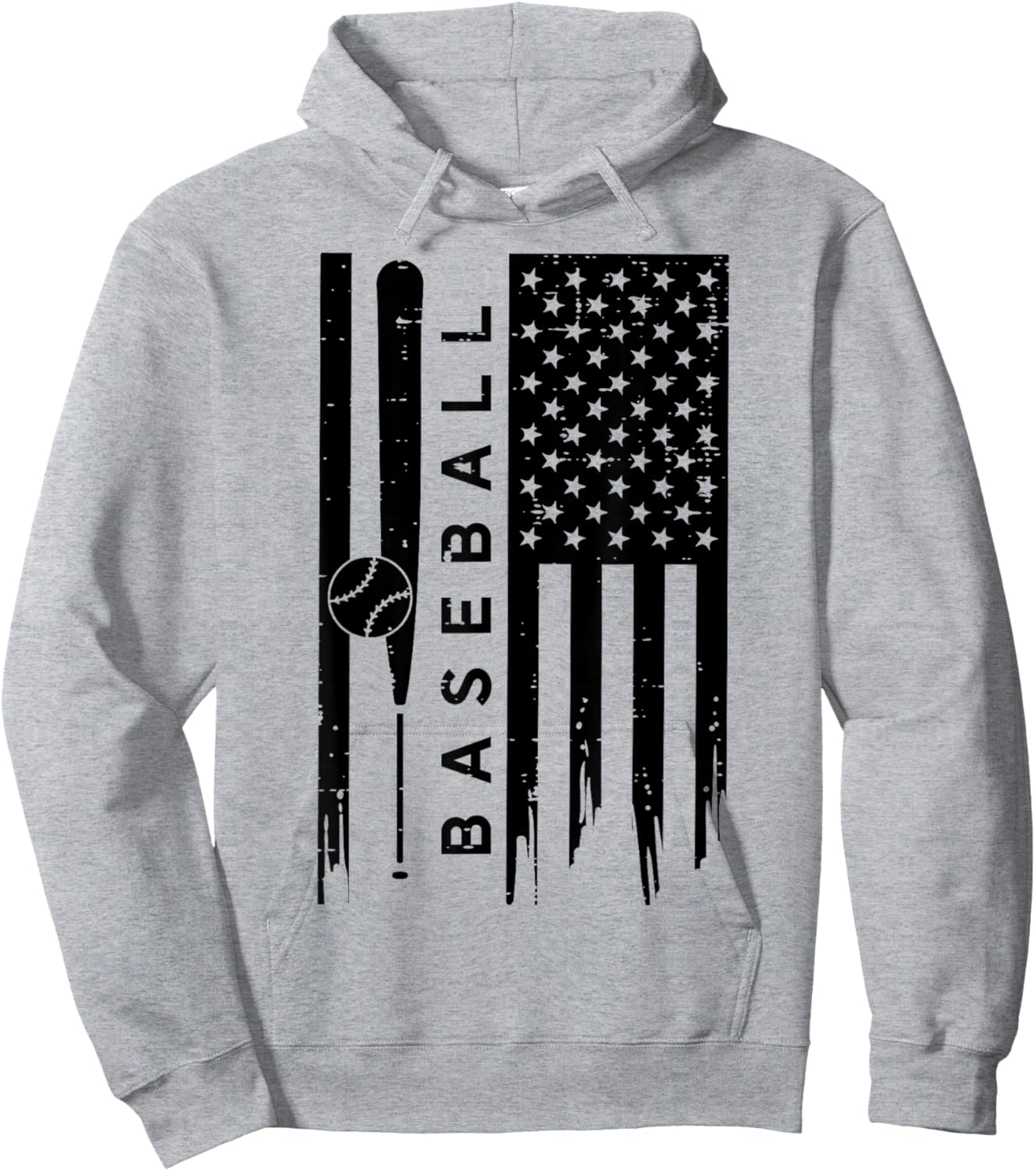 Baseball US American Flag Patriotic Sports Men Women Kids Hoodie - Hoodie | Ash