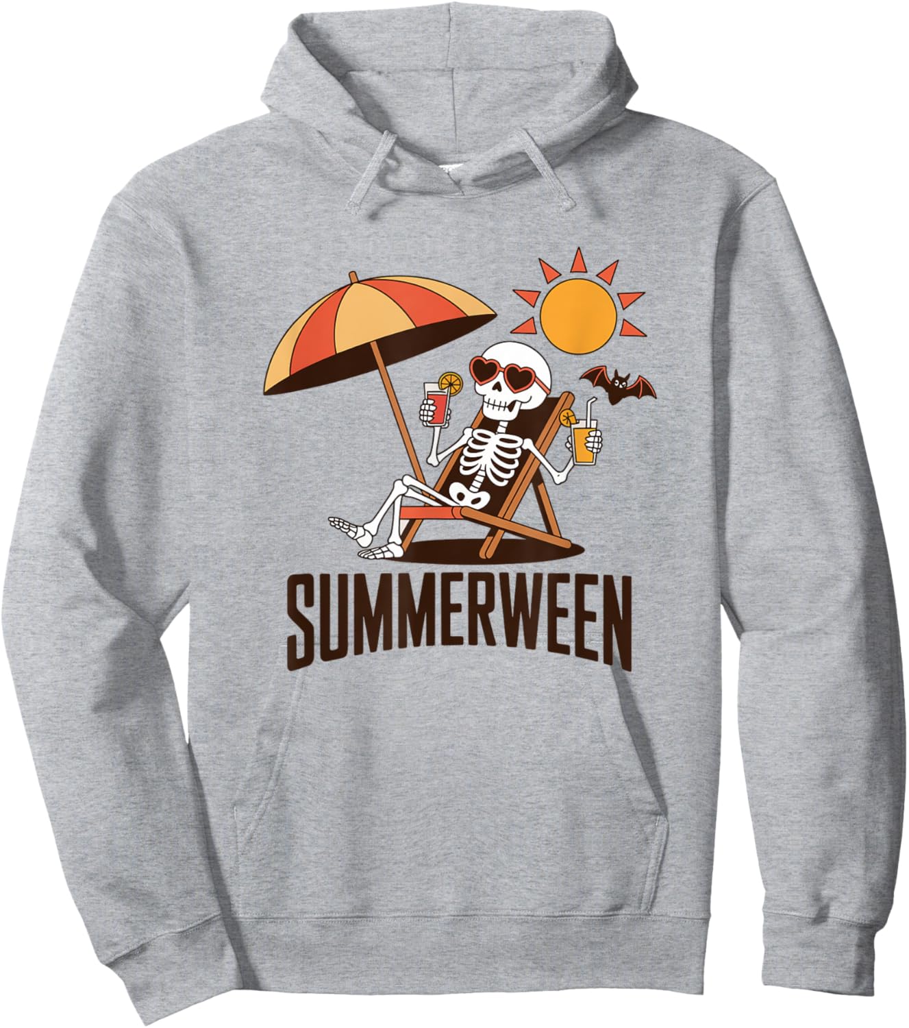 Skeleton Summerween Drink Beach Halloween Summer Scary Fun Hoodie - Hoodie | Ash