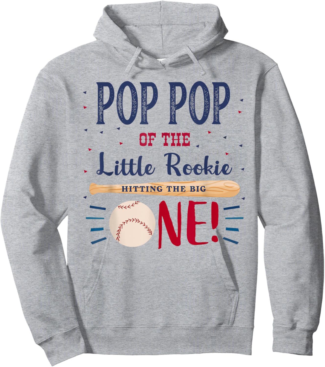 Pop Pop First Birthday Little Rookie Baseball The Big One Hoodie - Hoodie | Ash