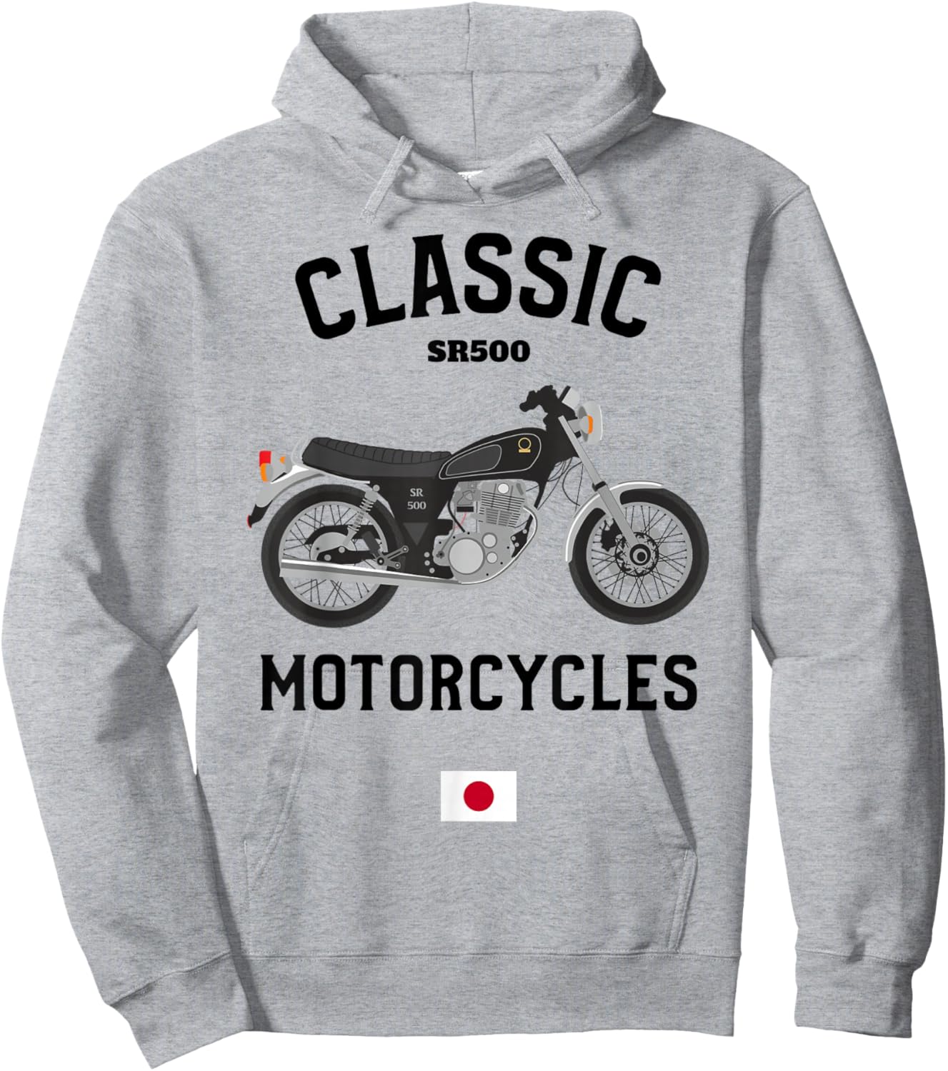 SR500 schwarz Speichen Classic Bike Motorradfahrer Motorrad Hoodie - Hoodie | Ash