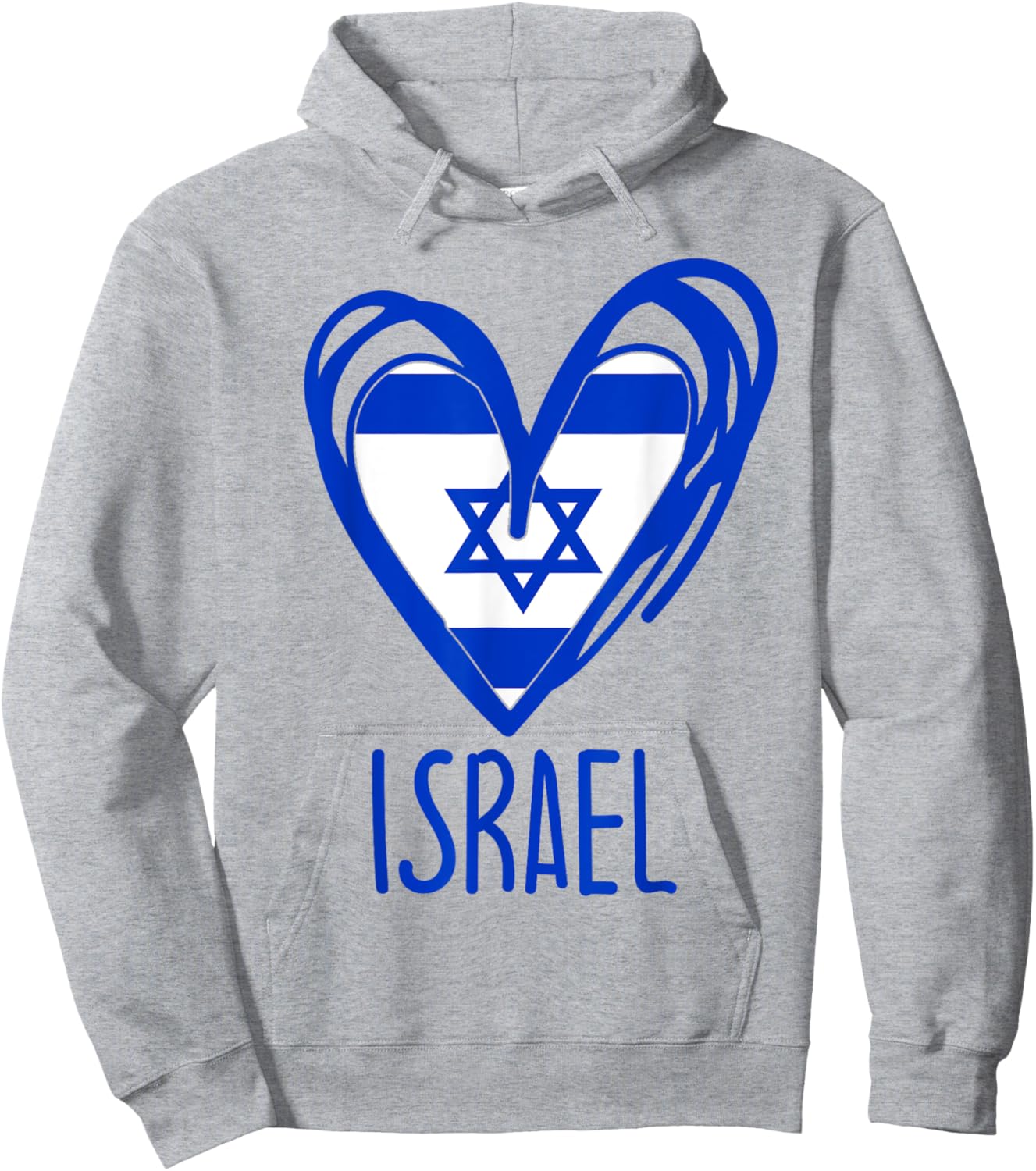 Patriotic Israel Pride Israeli Heart Flag Hoodie - Hoodie | Ash