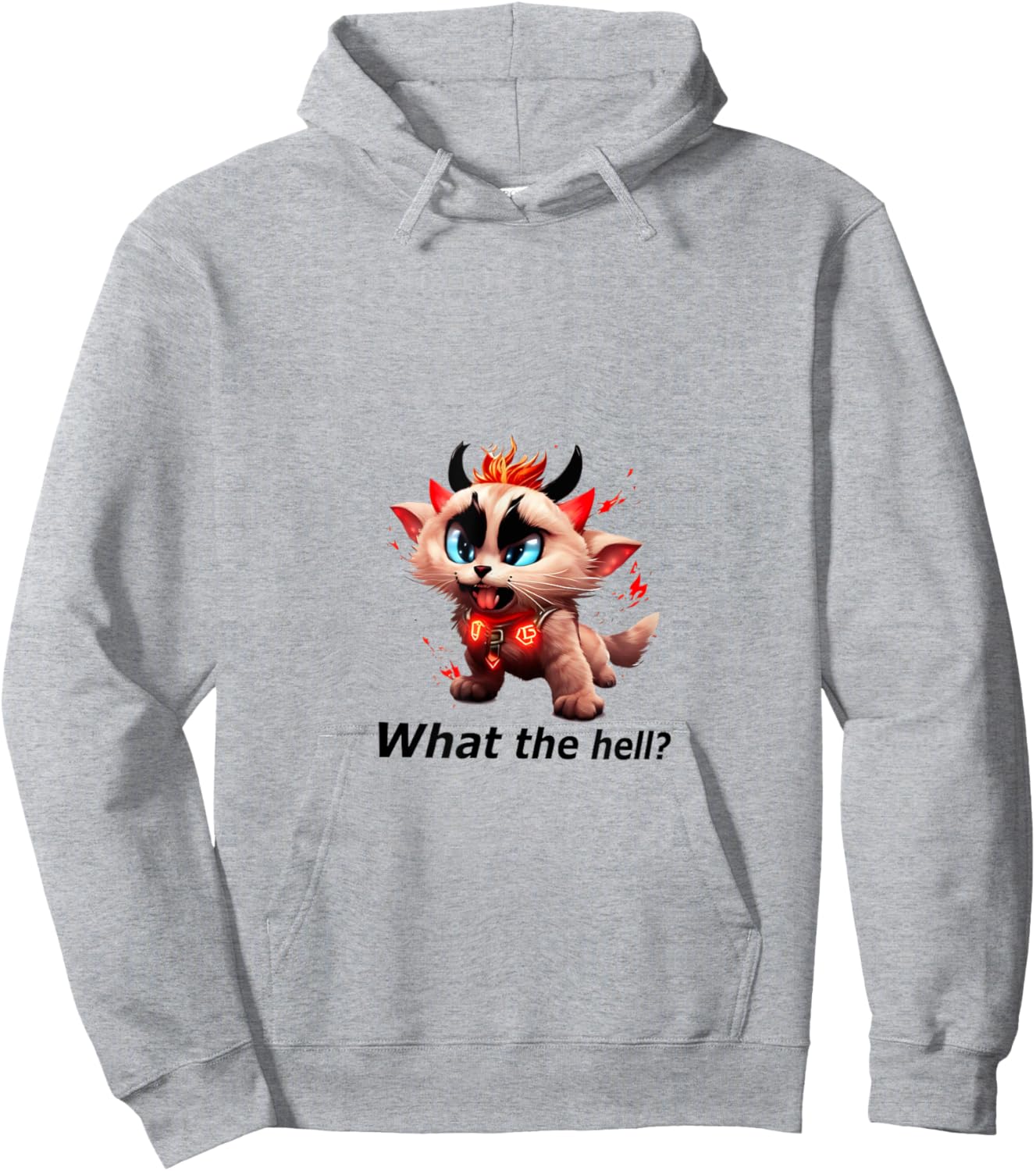What the hell? Hell Cat - Devil Cat Hoodie - Hoodie | Ash