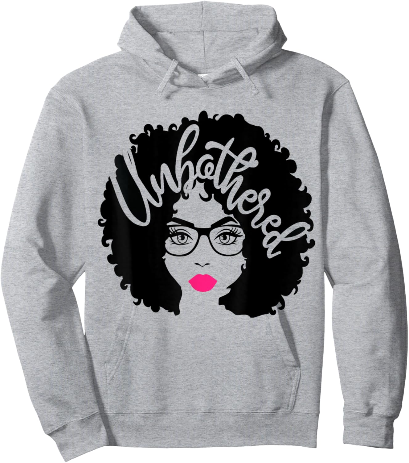 Gift Afro Diva Pink Lips Melanin Black Girl Magic Unbothered Hoodie - Hoodie | Ash