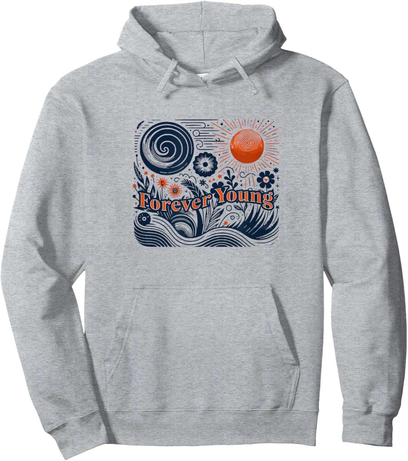 Forever Young Vintage Graphic Hoodie - Hoodie | Ash