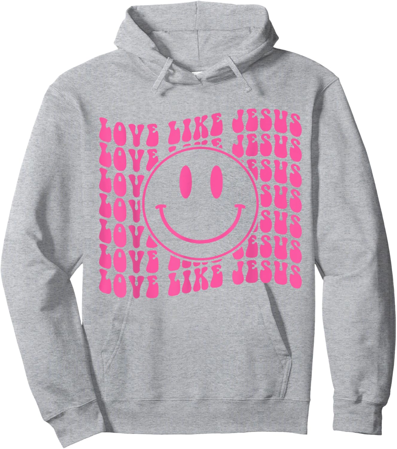 Retro Love Like Jesus Happy Face Aesthetic Hoodie - Hoodie | Ash