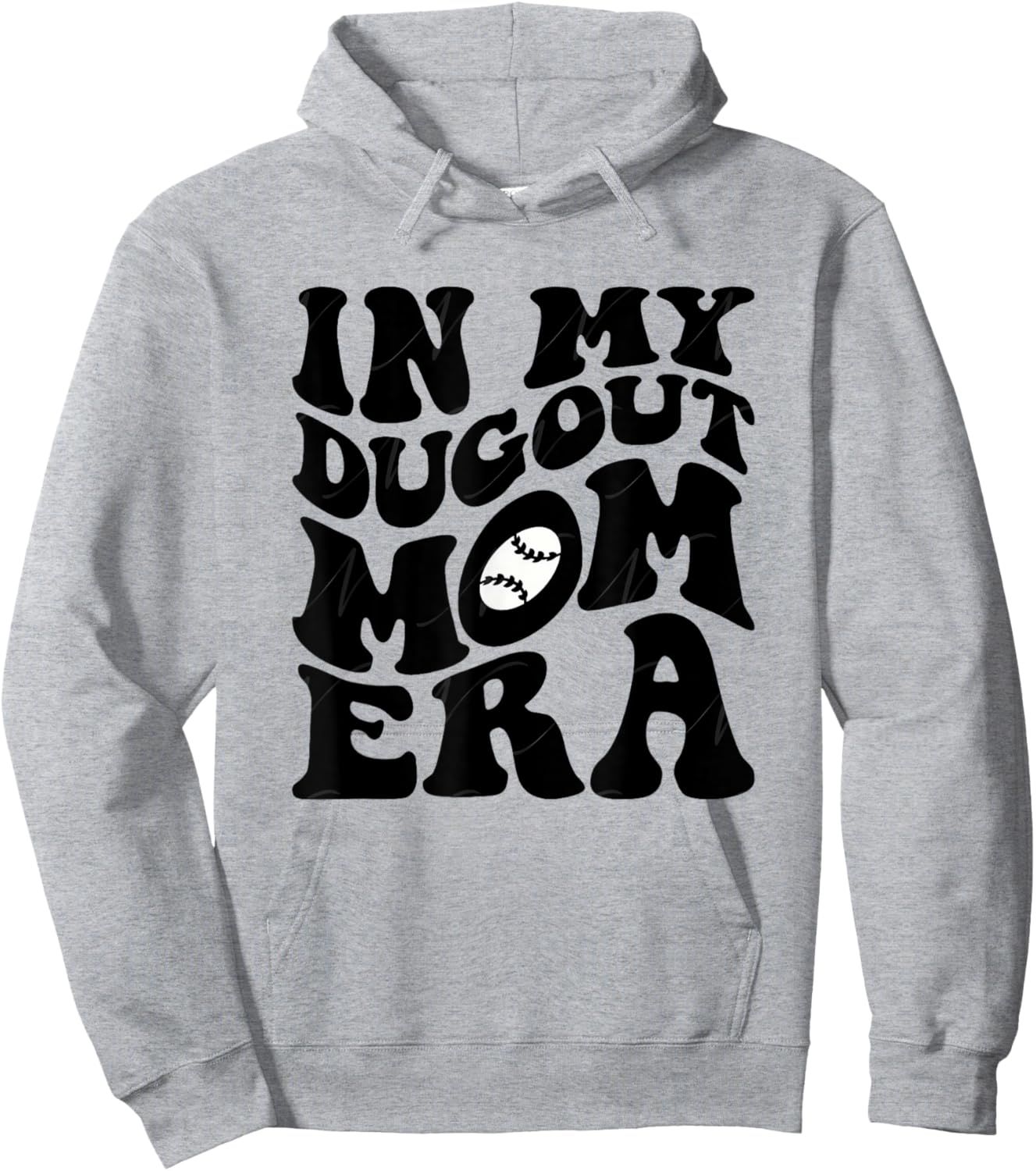 Groovy In My Dugout Mom Era Funny Baseball Mother's Day Hoodie - Hoodie | Ash