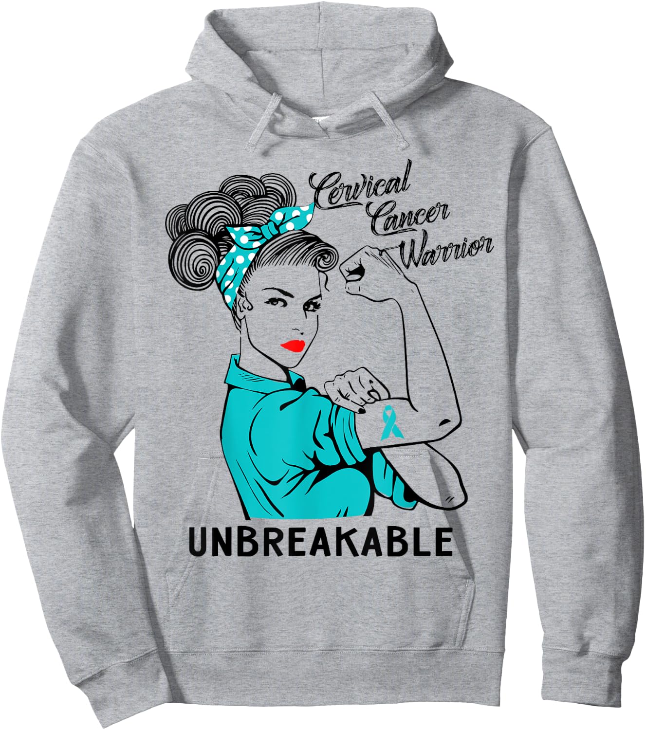 Cervical Cancer Warrior Unbreakable Awareness Gift Hoodie - Hoodie | Ash