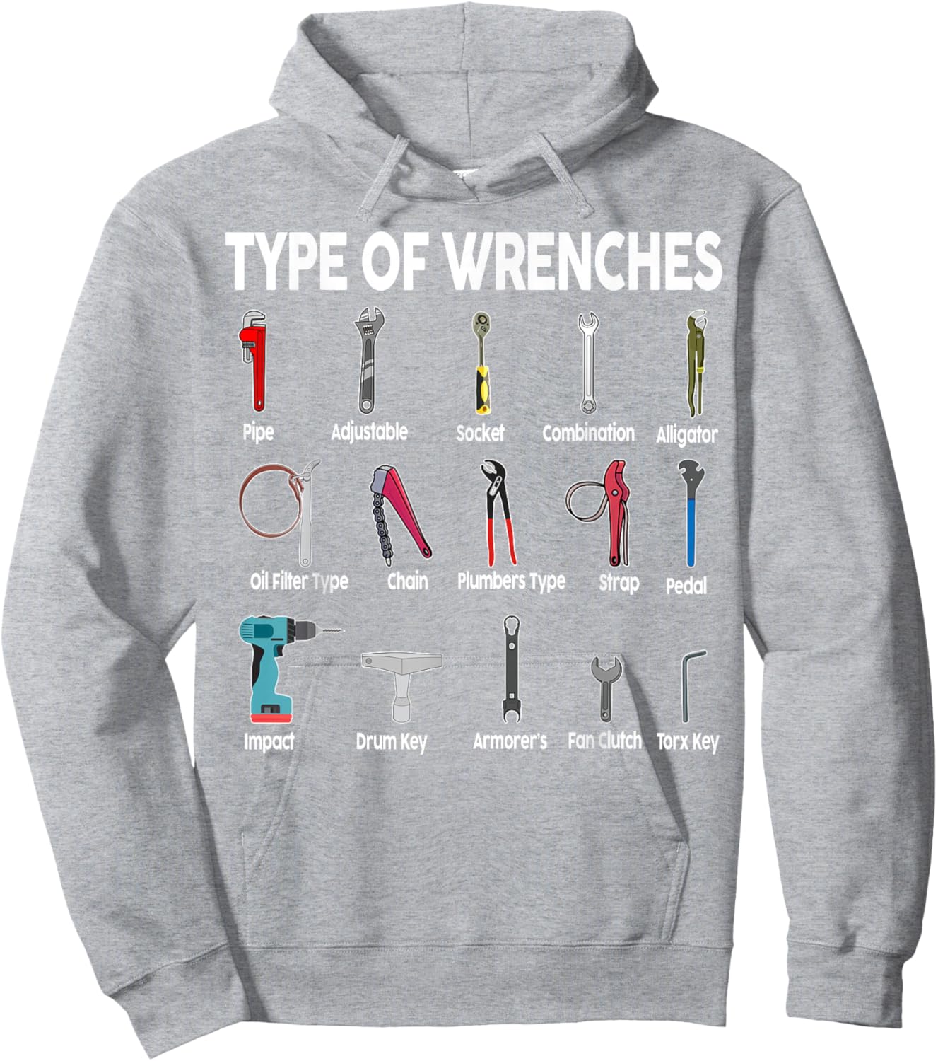 Toddler Mechanic-Shirt Types of Wrenches Technician Kids Boy Hoodie - Hoodie | Ash