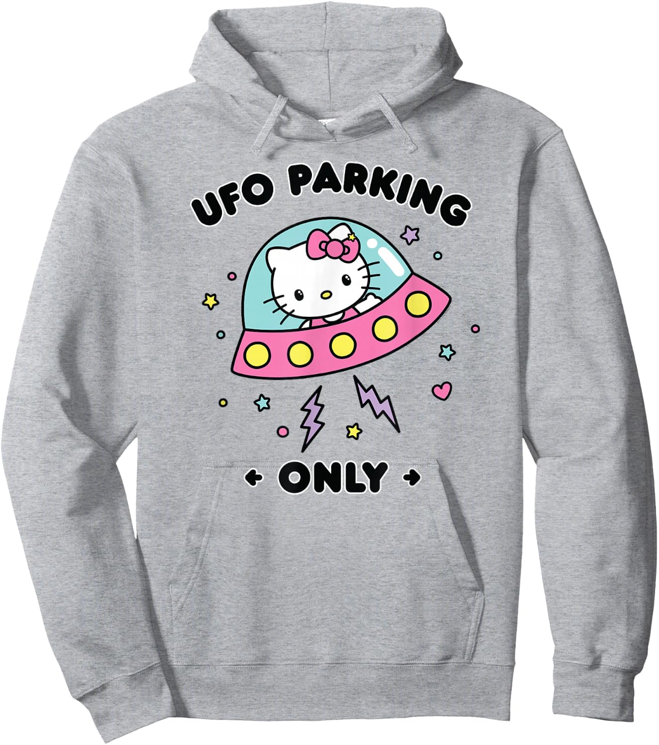 Hello Kitty UFO Parking Only Area 51 Alien Spaceship Hoodie - Hoodie | Ash