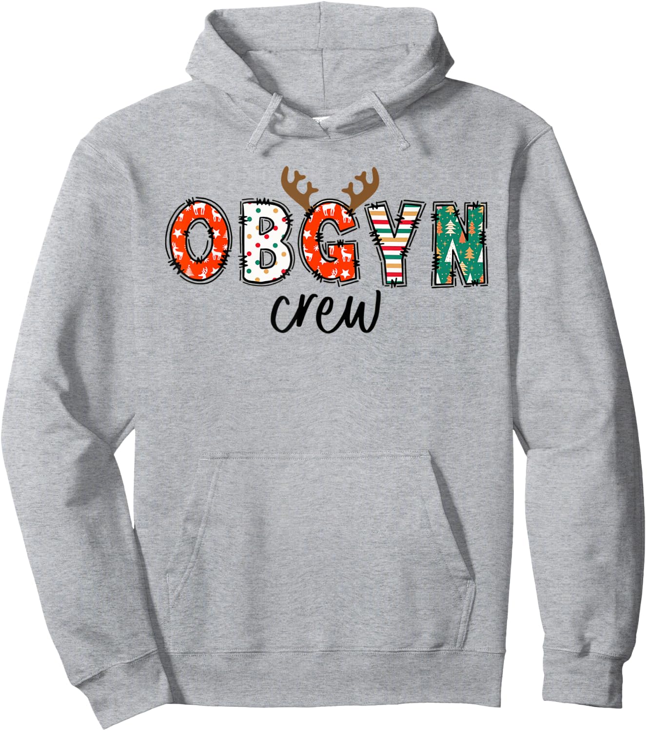 Obgyn Nurse Christmas Reindeer Obstetrics Nurse New Nurse Hoodie - Hoodie | Ash