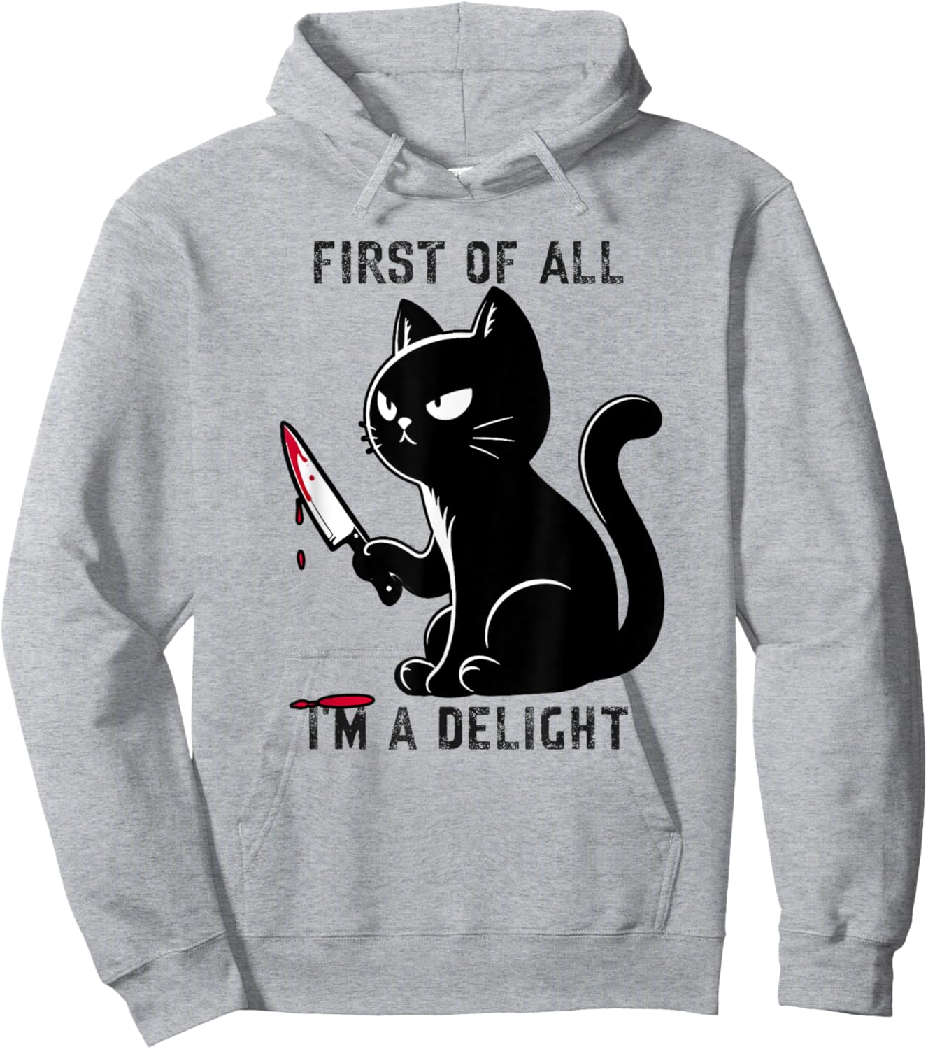First Of All I'm A Delight Funny Sarcastic Cat Men Women Hoodie - Hoodie | Ash