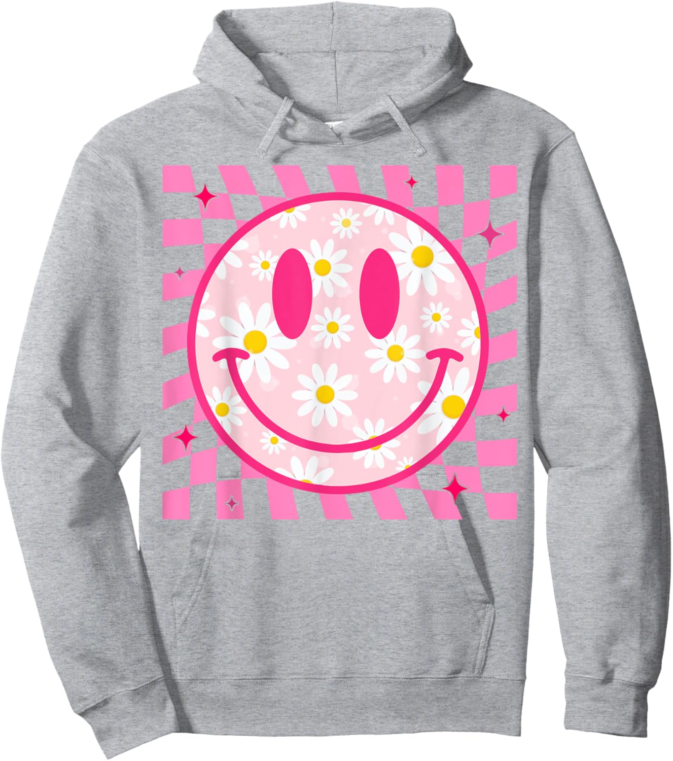 Happy Face Daisy Flower Shirt Preppy Aesthetic Smile Face Hoodie - Hoodie | Ash