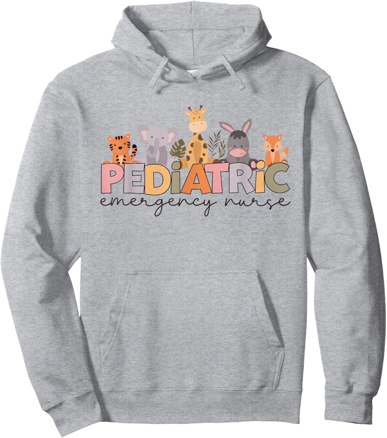 Women Pediatric Emergency Nurse Safari Animals Peds ER Nurse Hoodie - Hoodie | Ash