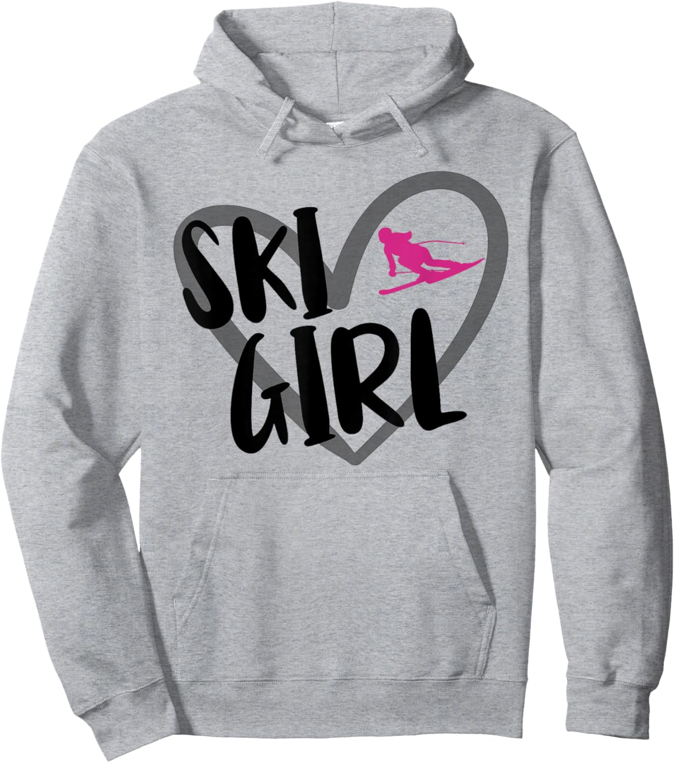 Ski Girl Heart Funny Skiing For Skiers Hoodie - Hoodie | Ash