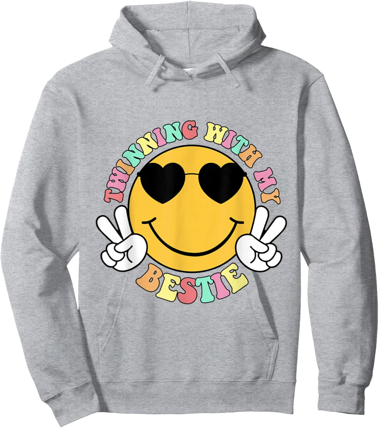 Twinning With My Bestie Girls Kids Smile Face Twinning Day Hoodie - Hoodie | Ash
