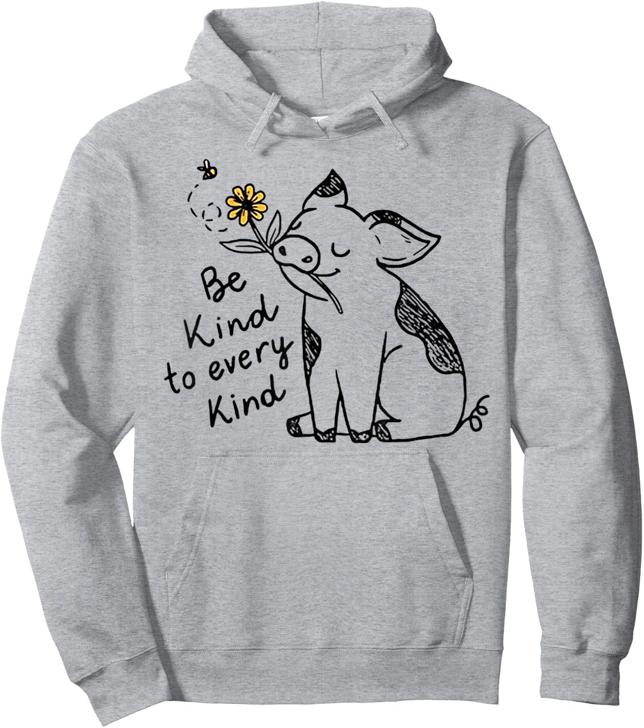 Be Kind To Every Kind Funny Pig Hoodie - Hoodie | Ash