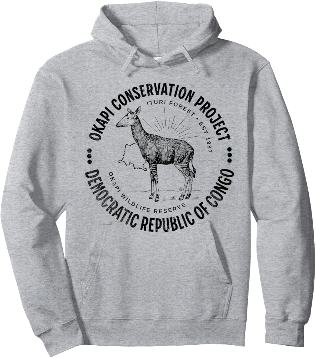 Okapi Conservation African Congo Wildlife Preservation Okapi Hoodie - Hoodie | Ash