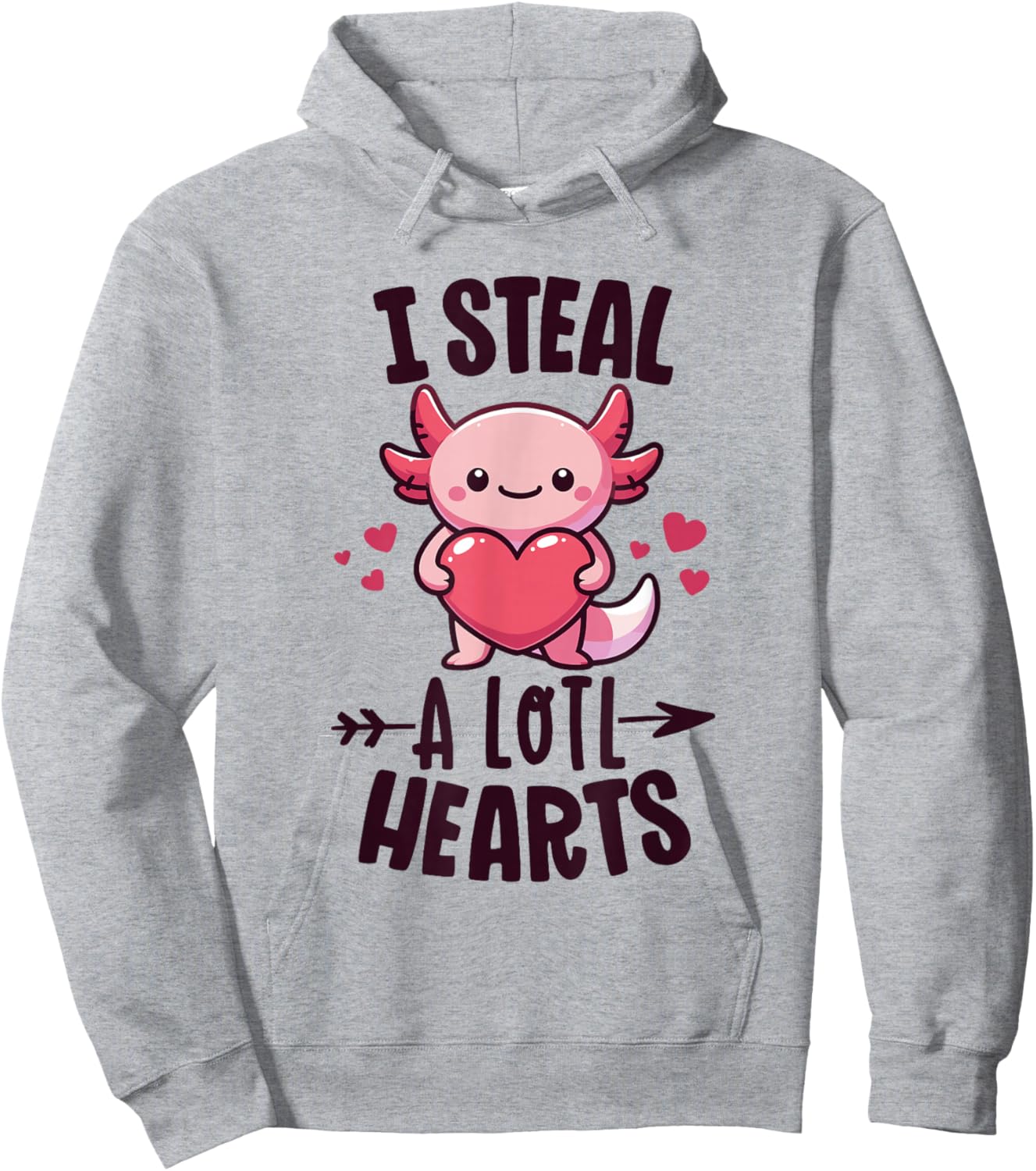 I Steal A Lotl Hearts Kawaii Axolotl Funny Valentine's Day Hoodie - Hoodie | Ash