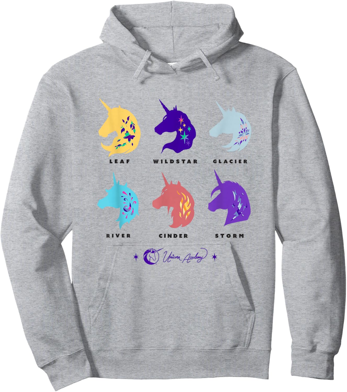 Unicorn Academy Unicorn Silhouettes Graphic Hoodie - Hoodie | Ash