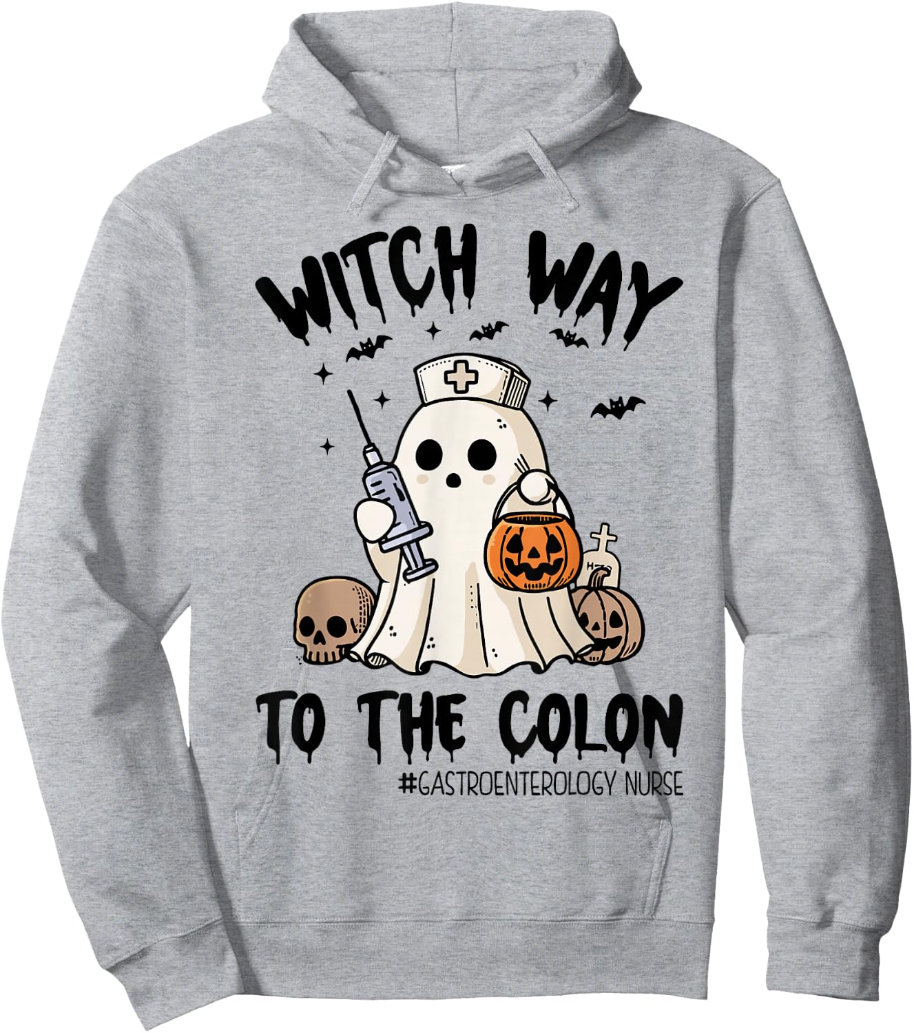 Gastroenterology Nurse Halloween Endo Nurse Ghost Endoscopy Hoodie - Hoodie | Ash