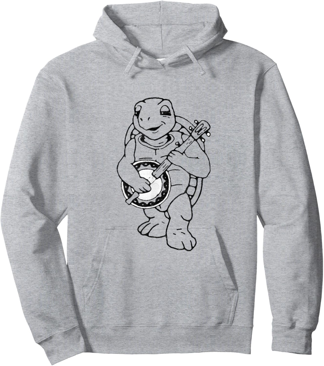Giant Step Design Co. Banjo Turtle Vintage Funny Terrapin Bluegrass Graphic Hoodie - Hoodie | Ash