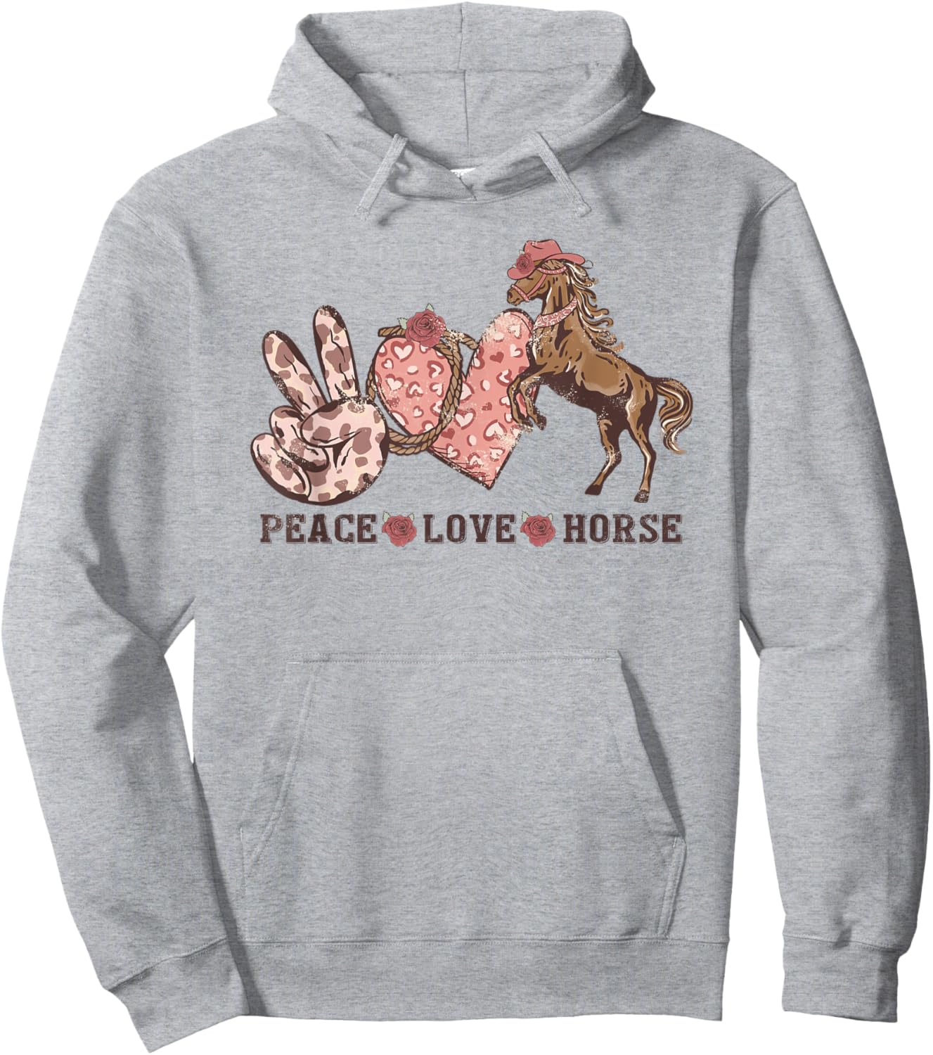 Peace Love Horses Girl I Love My Horses Equestrian Horseback Hoodie - Hoodie | Ash