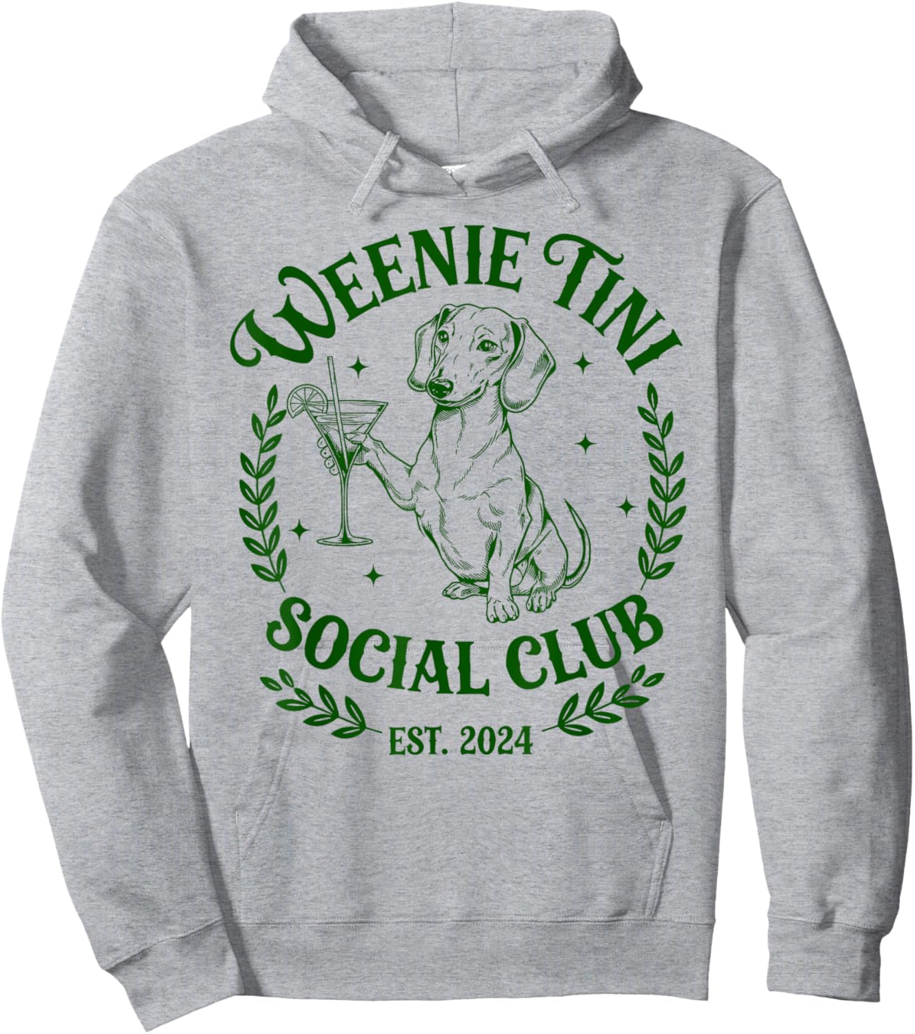 Dachshund Weenie Tini Social Club Lover Funny Weiner Dog Women Hoodie - Hoodie | Ash