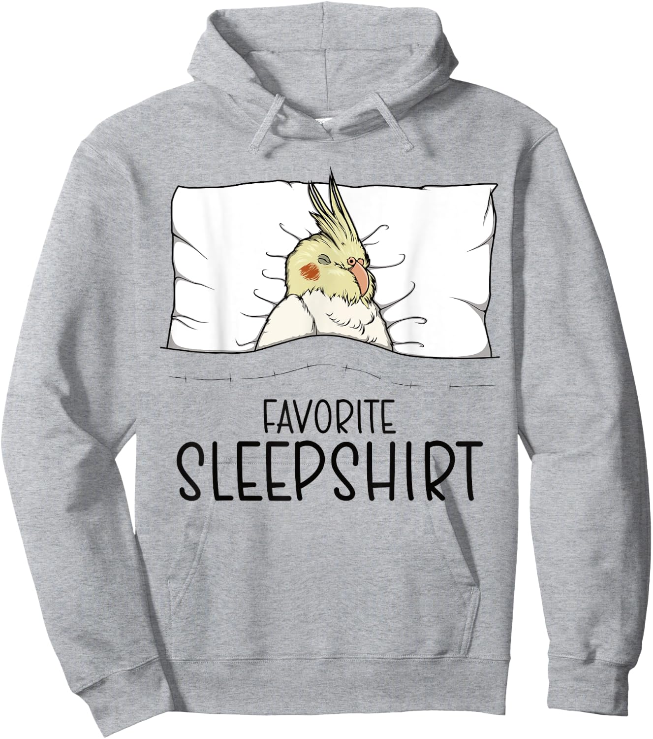 Favorite Sleepshirt Cockatiel, Napping Bird Pajama Hoodie - Hoodie | Ash