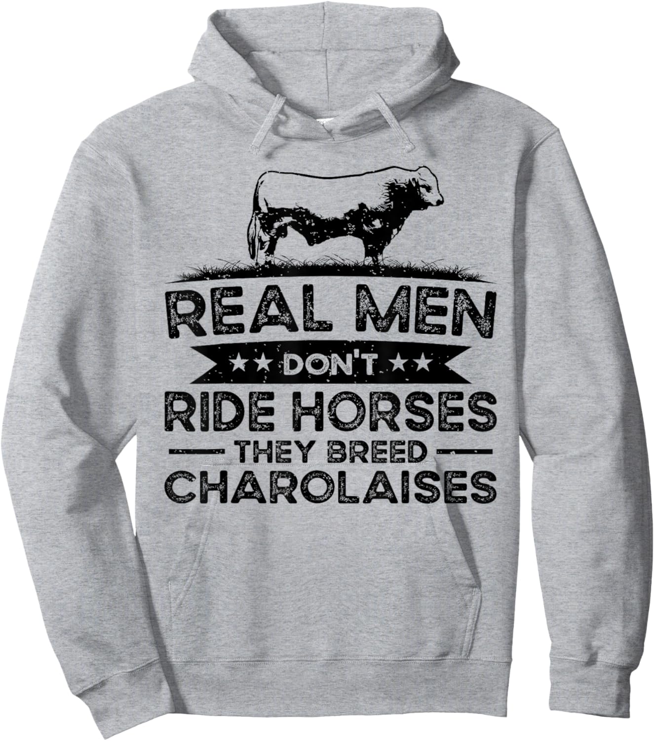Men Don't Ride Breed Cattle Farmer - Charolais Cattle Hoodie - Hoodie | Ash