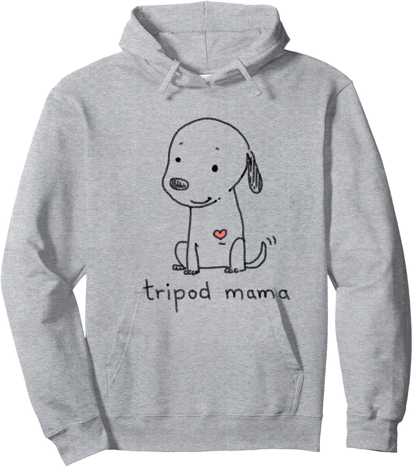 Tripod Dog, Dog Mom, Cute Cartoon Dog, Three Legged Dog Hoodie - Hoodie | Ash
