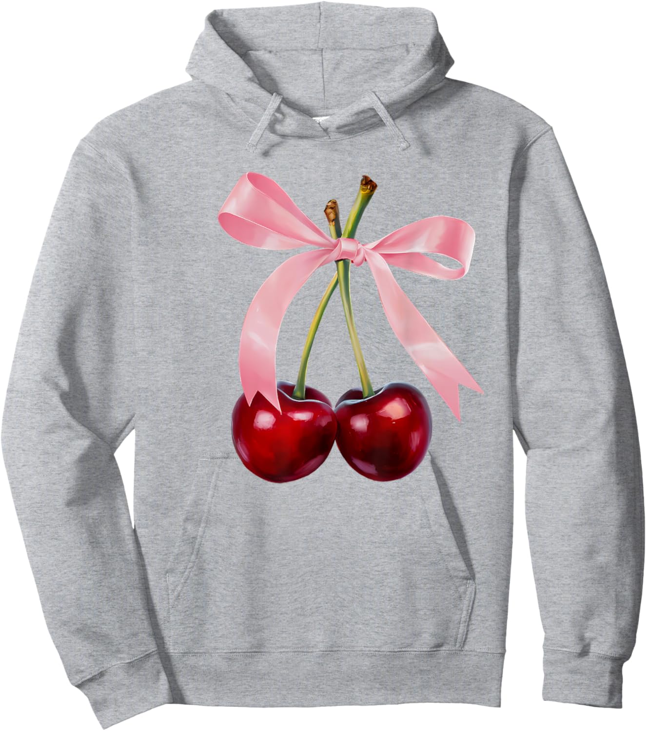 Cherry Graphic Pink Bow Red Aesthetic Cherries Summer Y2K Women Kids Hoodie - Hoodie | Ash