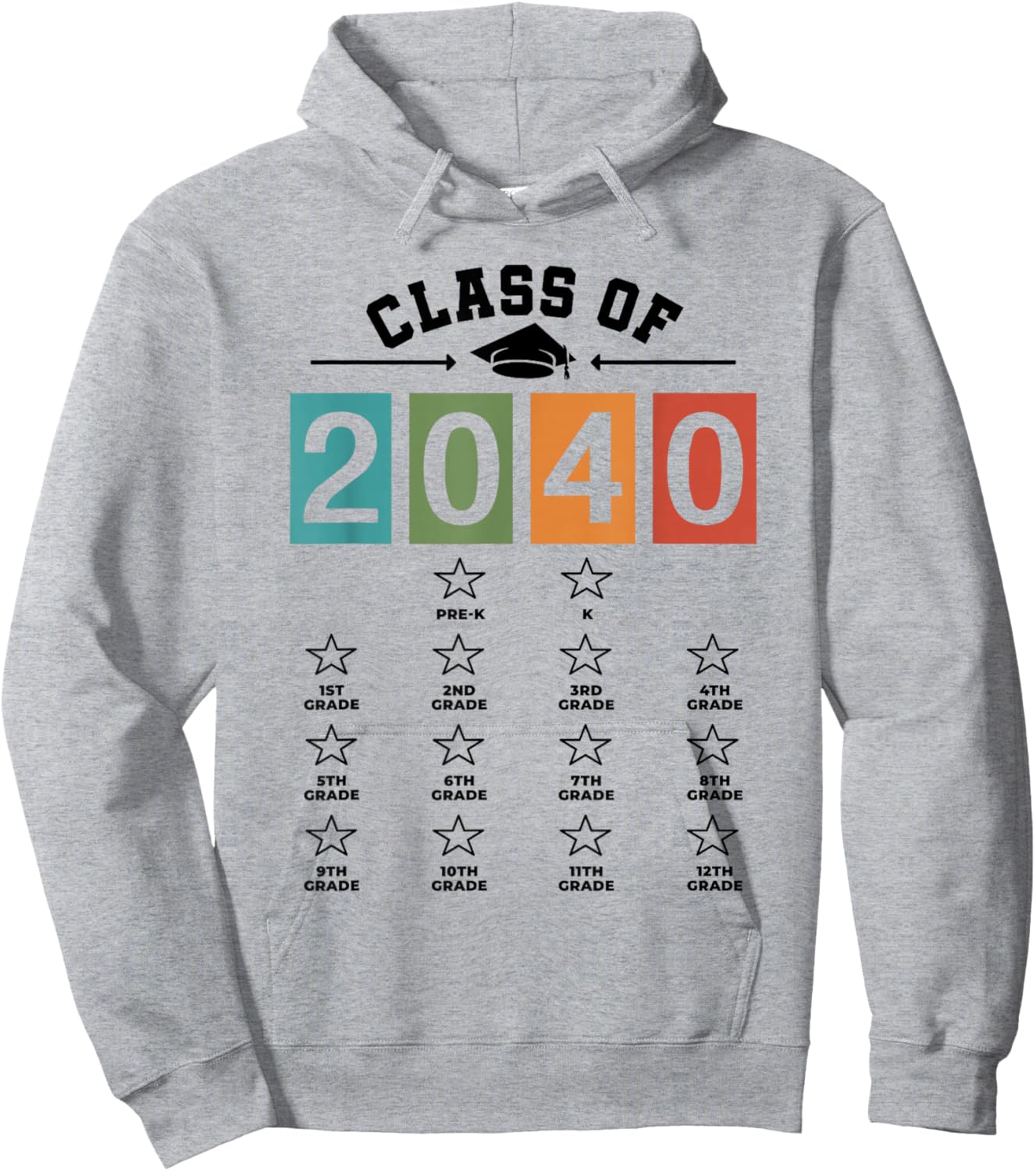 Class Of 2040 Shirt Mom Dad, Checklist Pre-k 12th Grade 2040 Hoodie - Hoodie | Ash