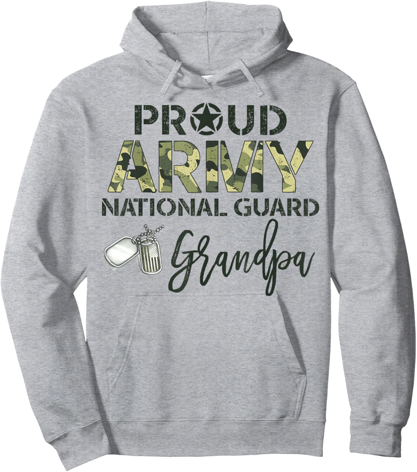 Proud Army National Guard Grandpa Military Family Matching Hoodie - Hoodie | Ash