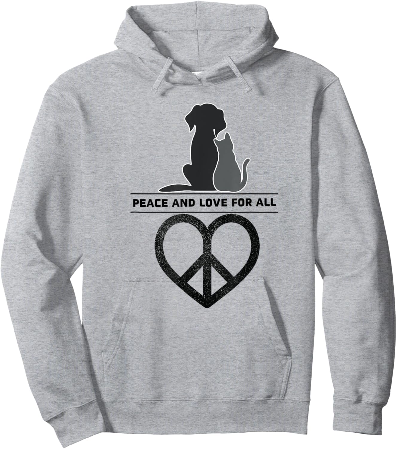 Peace and Love for All World Pet Dog Cat Love Peace Sign Men Women Girls Kids Hoodie - Hoodie | Ash