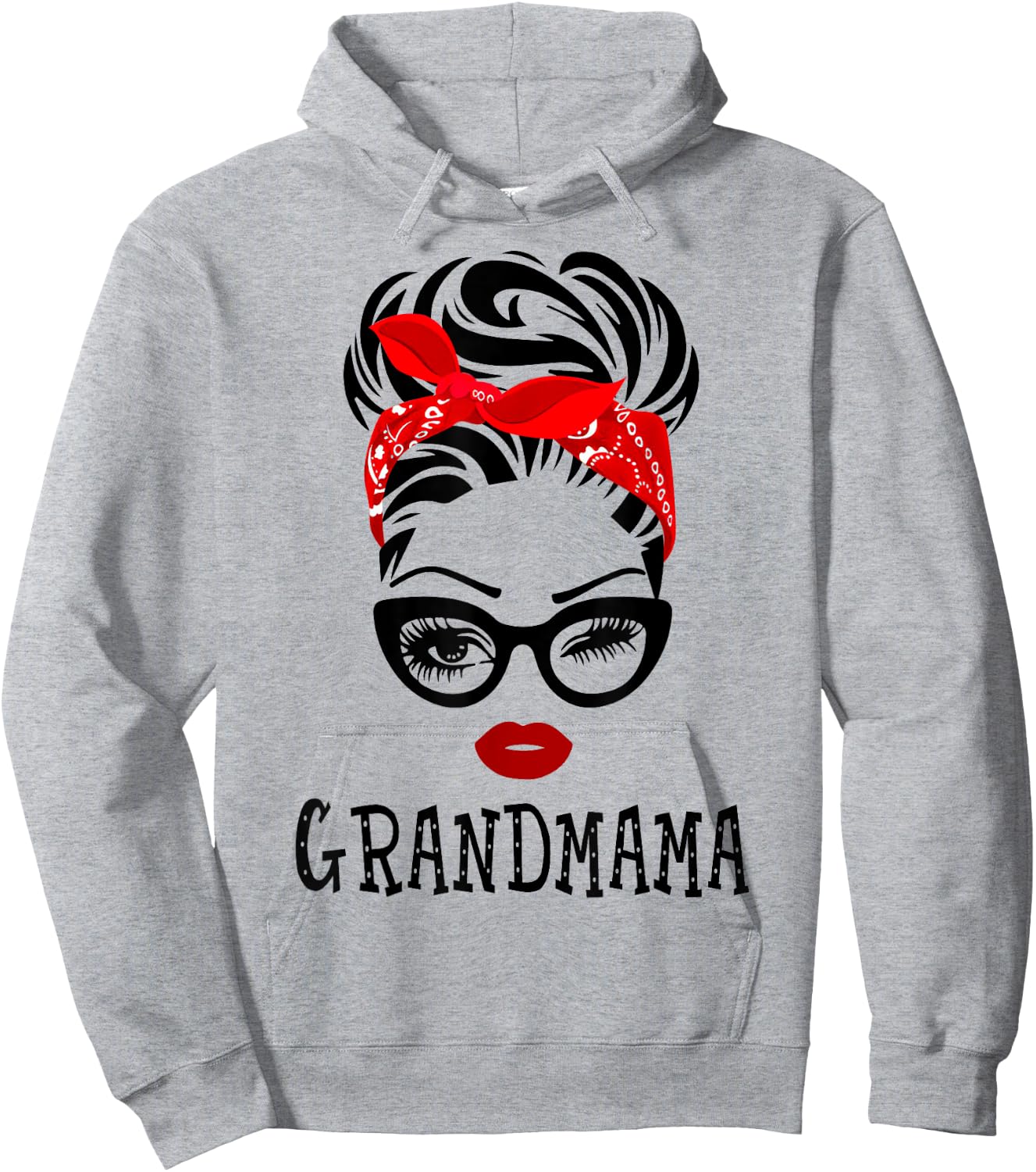 GRANDMAMA Wink Eye Woman Face Gift GRANDMAMA Hoodie - Hoodie | Ash