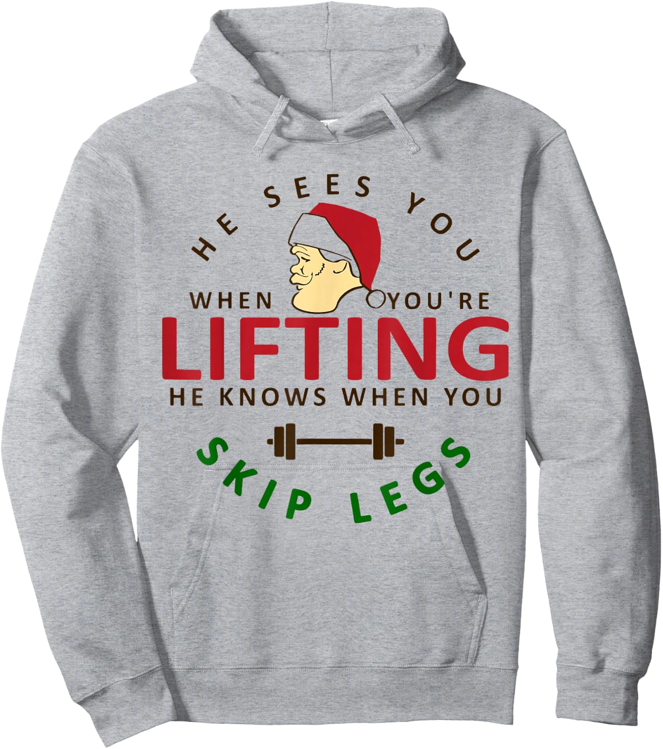 He Sees You When You're Lifting, Christmas Gym Bodybuilding Hoodie - Hoodie | Ash