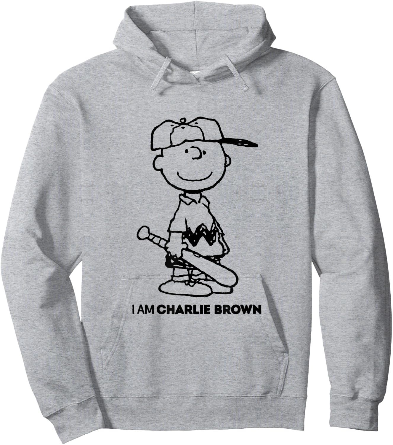 Peanuts I Am Charlie Brown Black Text Hoodie - Hoodie | Ash