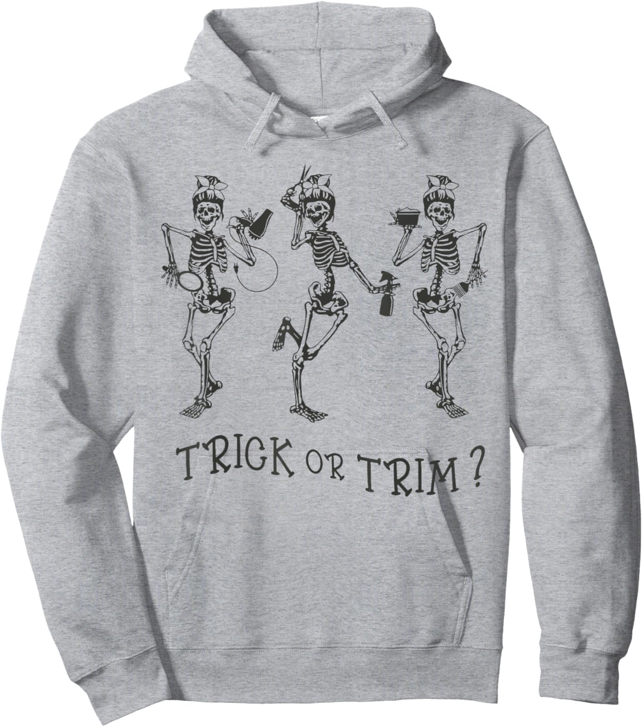 Funny Dancing Skeleton Trick Or Trim Hairstylist Halloween Hoodie - Hoodie | Ash