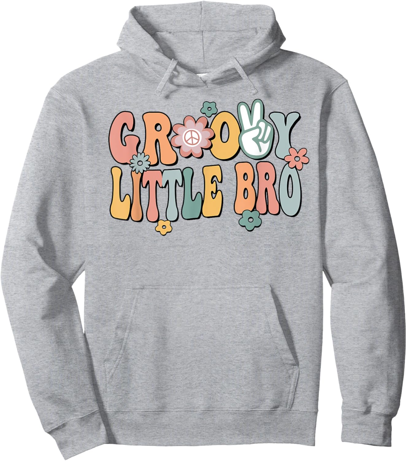 Groovy Little bro Retro Brother Matching Family 1st Birthday Hoodie - Hoodie | Ash