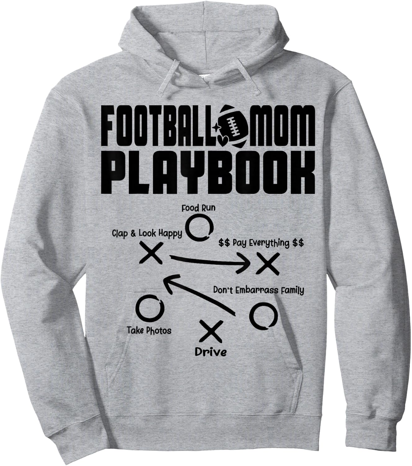 Football Mom PLAYBOOK Football Love Football Player Game Day Hoodie - Hoodie | Ash