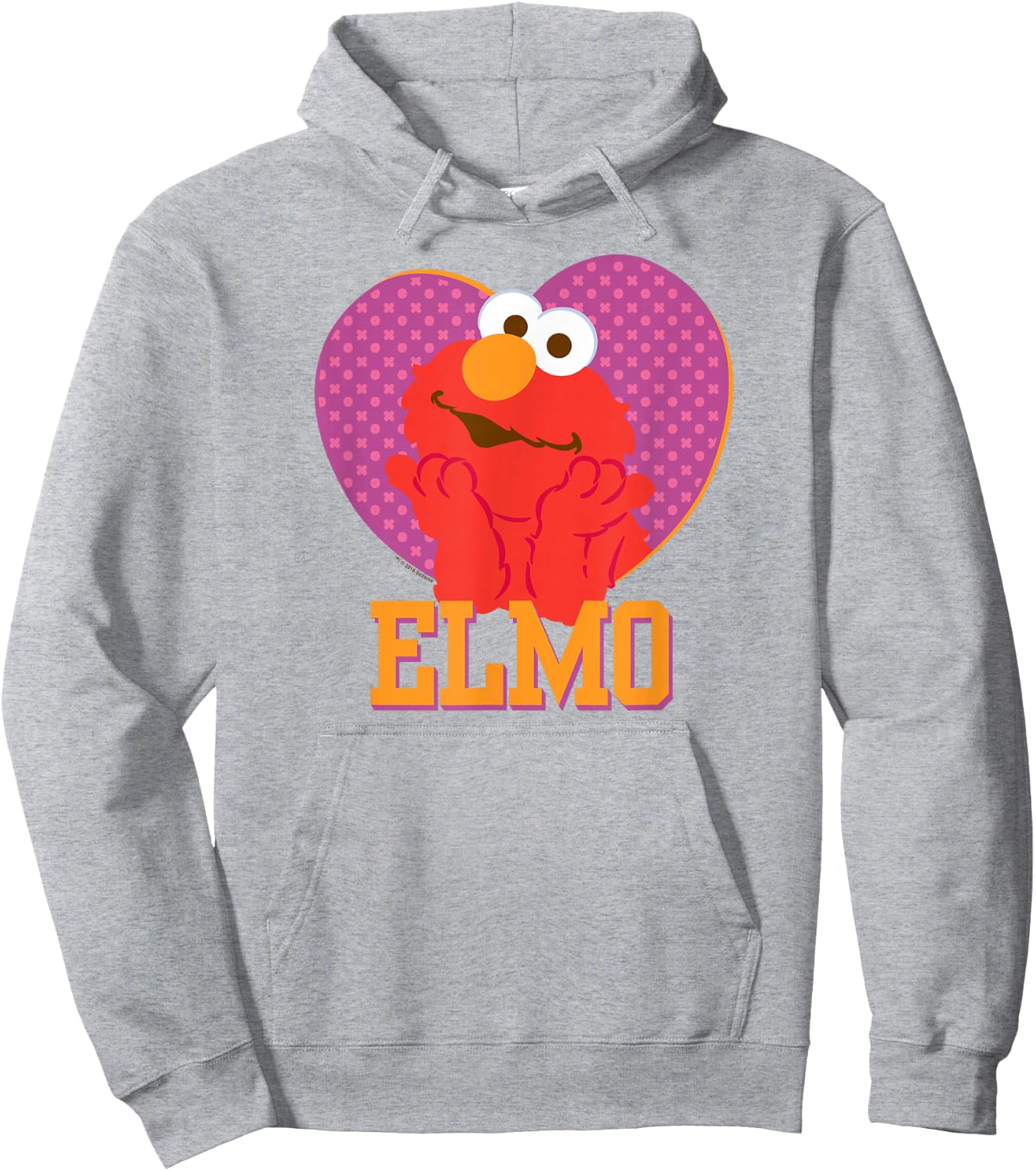 Sesame Street Patterned Elmo Heart T Shirt Hoodie - Hoodie | Ash