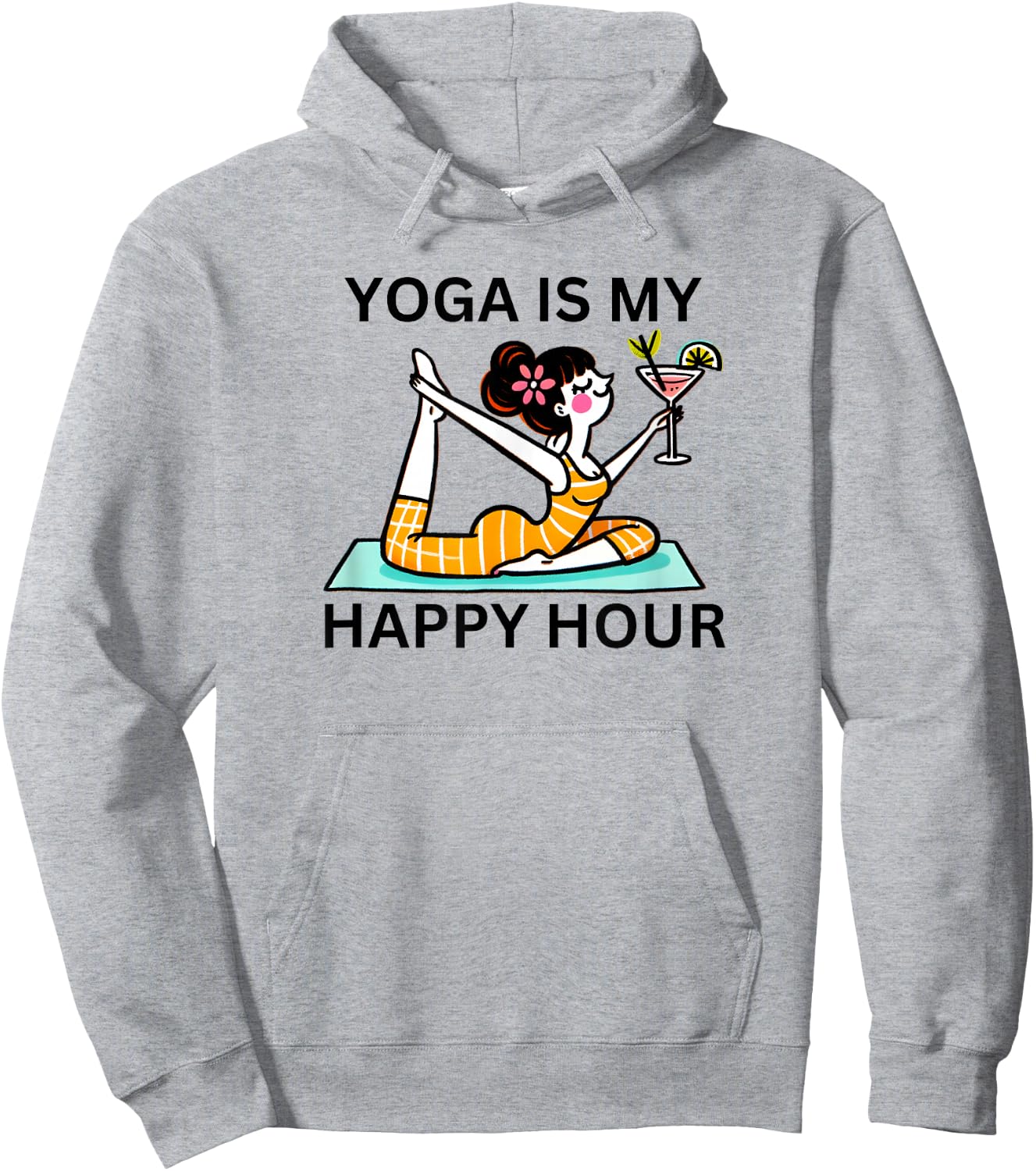 Funny Yoga Is My Happy Hour Martini Hoodie - Hoodie | Ash