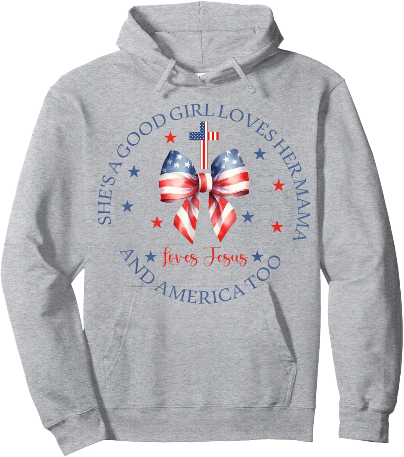She's A Good Girl Loves Her Mama Jesus And America Too Retro Hoodie - Hoodie | Ash