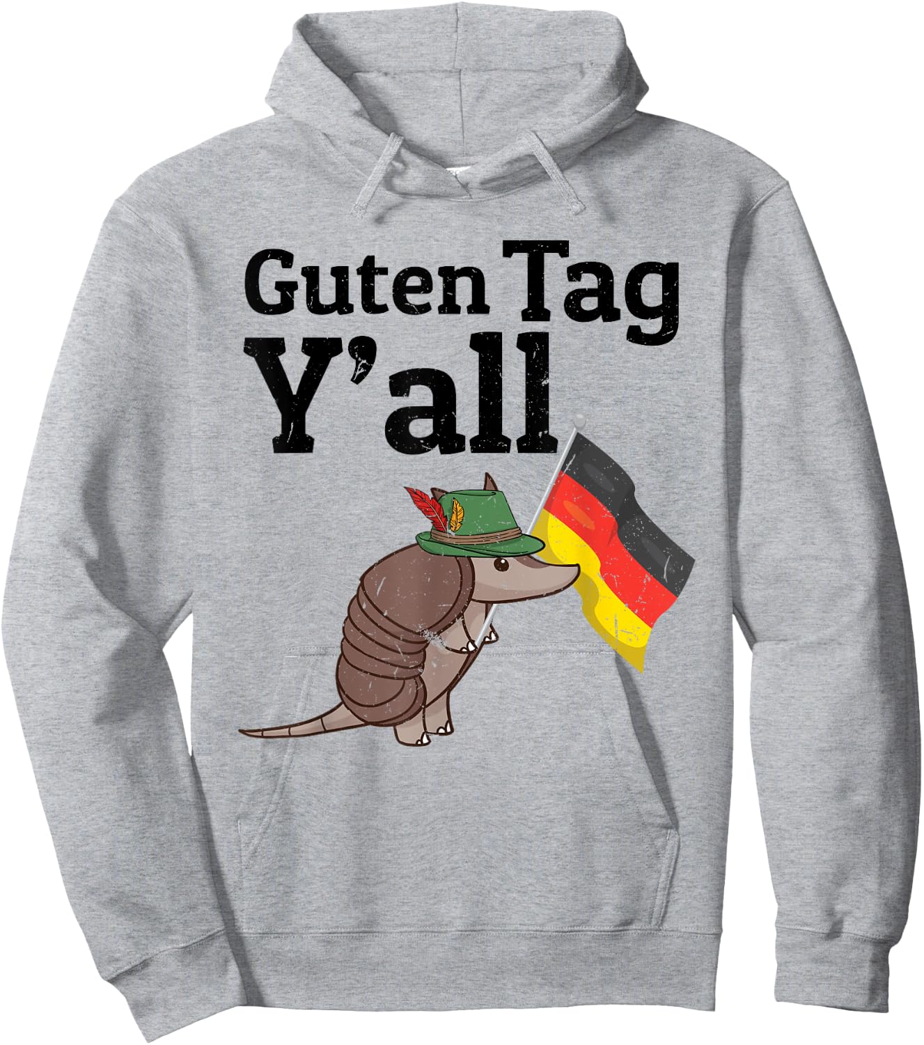 Guten Tag Y'all Texas Armadillo German Flag Hat gift Hoodie - Hoodie | Ash
