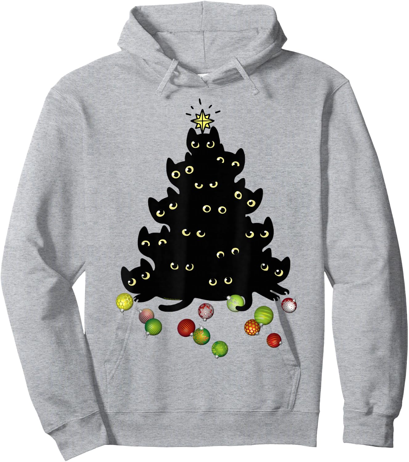 Cat Lovers Cute and Funny Holiday Tree Christmas Hoodie - Hoodie | Ash