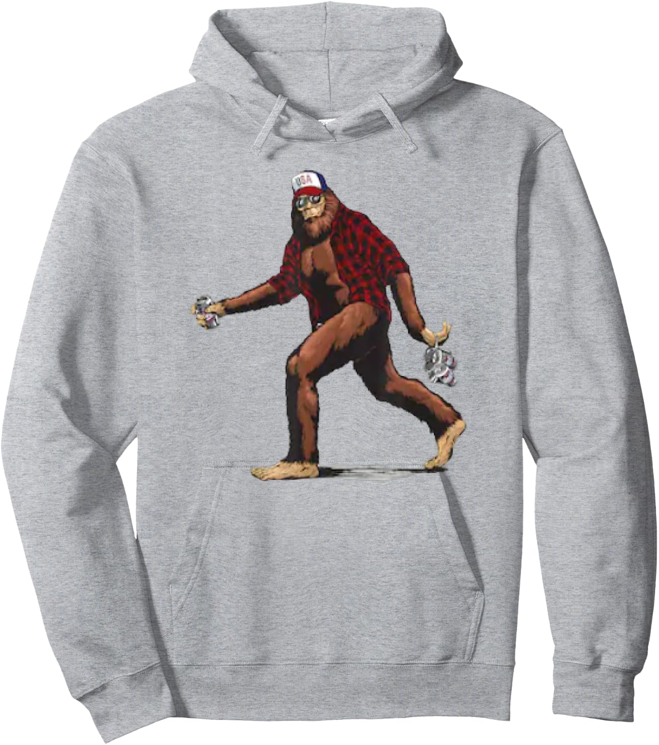 Beer Drinking Big Foot Graphic Hoodie - Hoodie | Ash